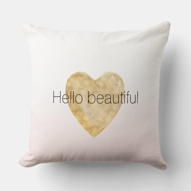 Coussin Gold Heart Blush Pink Ombre Bonjour belle (Recto)