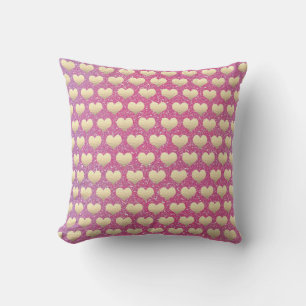 Coussin Gold Heart Motifs Valentine's Day Parties scintill