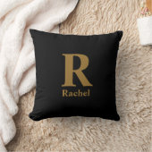 Coussin Gold Initial/Prénom/Famille Sur Noir (Couverture)