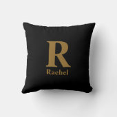 Coussin Gold Initial/Prénom/Famille Sur Noir (Verso)