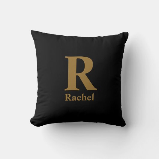 Coussin Gold Initial/Prénom/Famille Sur Noir (Recto)