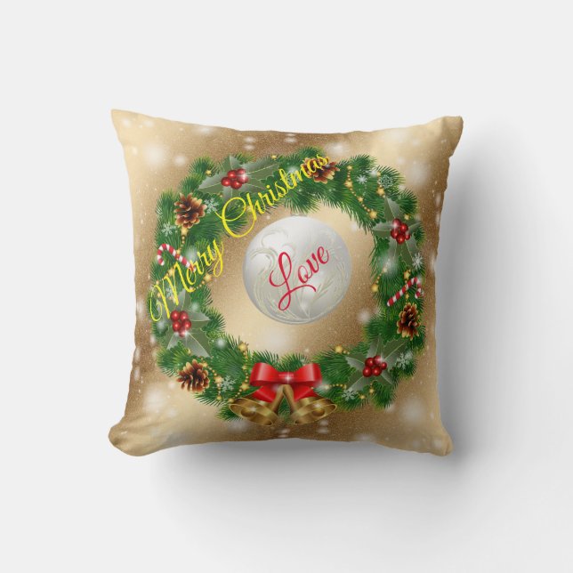 Coussin Gold Love Joyeux Noël (Recto)