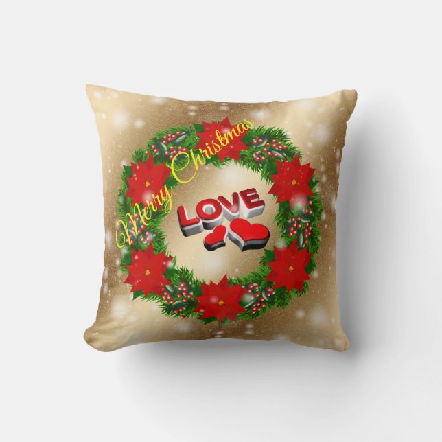 Coussin Gold Love Joyeux Noël (Recto)