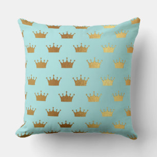 Coussin Gold Métallurgie Couronne Royal Turquoise Aqua Mod