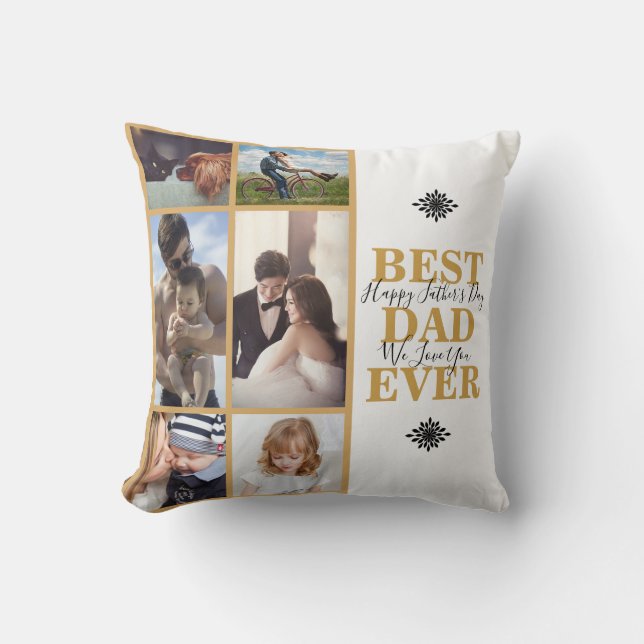 Coussin Gold moderne Meilleur papa Jamais Photo Collage (Recto)