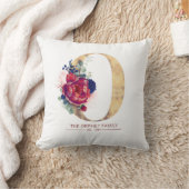 Coussin Gold O Monogramme Floral Bourgogne Rouge et Navy B (Couverture)