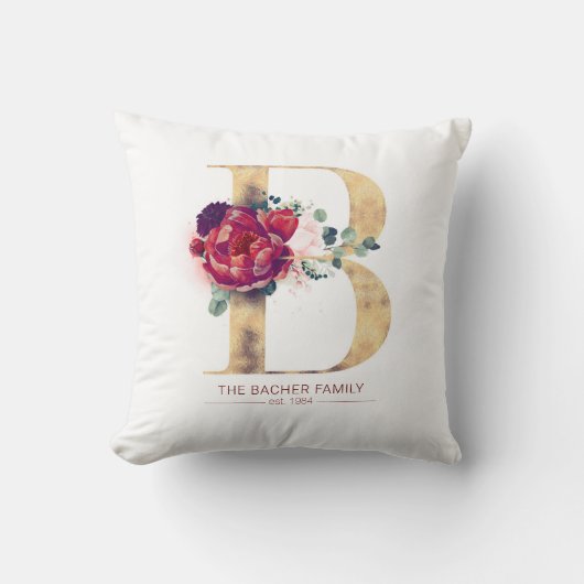 Coussin Gold Parties scintillant B Monogramme Floral Bourg (Recto)
