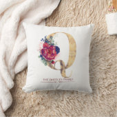 Coussin Gold Q Monogramme Floral Bourgogne Rouge et Navy B (Couverture)