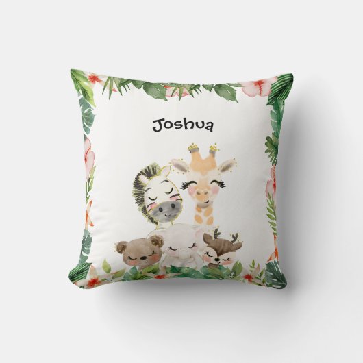 Coussin Gold Safari Friends | Aquarelle Florale (Recto)