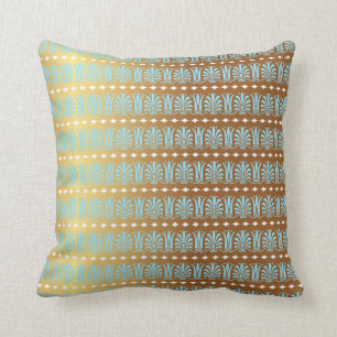 Coussin Gold Turquoise Aquamarine Stripes Metallic Royal