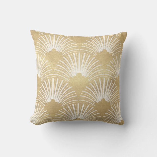 Coussin Gold & White Art-déco Motif 23 (Recto)