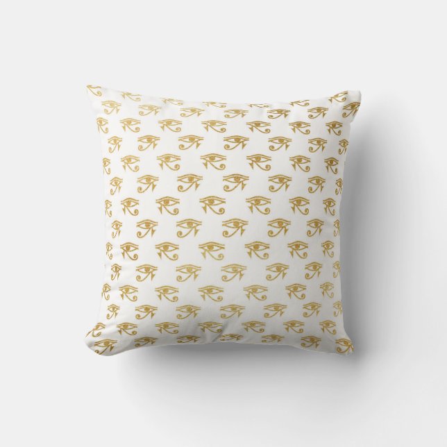 Coussin Gold & White Égypte Oeil Glam Moderne Chic (Recto)