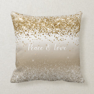 Coussin Gold White Sparkle Parties scintillant Paix Amour