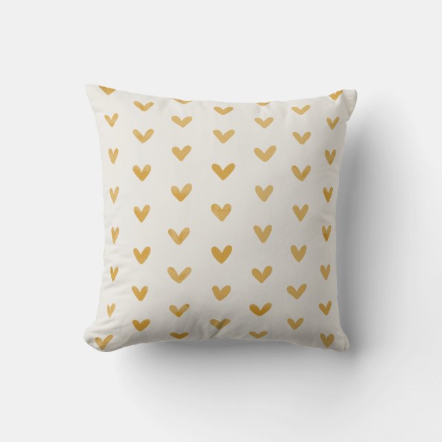 Coussin Gold Yellow Love Hearts Motif OffWhite (Recto)
