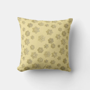 Coussin Golden 3-d snowflakes on a gold background