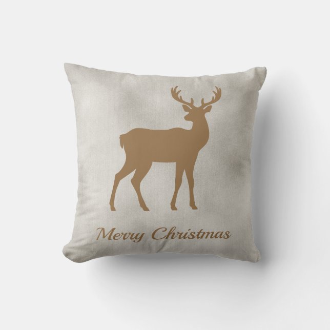 Coussin Golden Brown Deer Shape On Faux Velvet Texture (Recto)