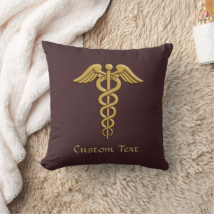 Coussin Golden Double Snake Caduceus