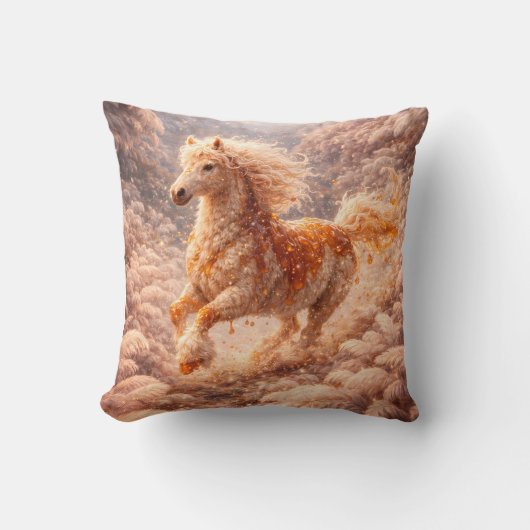 Coussin Golden Fantasy Horse Running Dream Pillow (Recto)