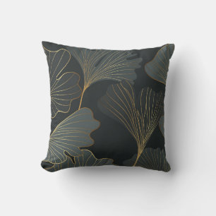 Coussin Golden Ginkgo : Luxueux Déco Floral.