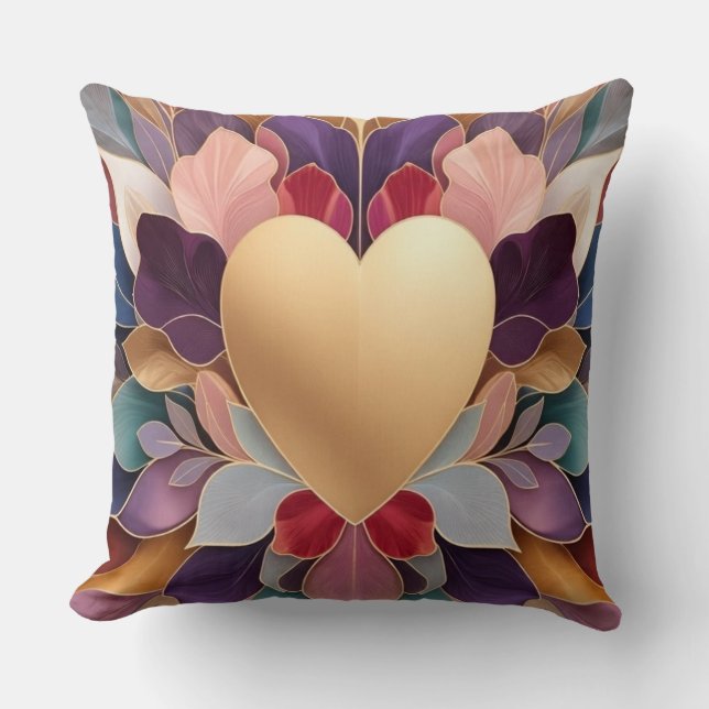 Coussin Golden Heart Bloom Elegant Multicolor Floral Sym (Recto)