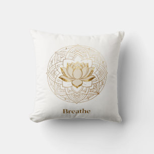 Coussin Golden Lotus Mandala "Respirer" Yoga & Méditation 