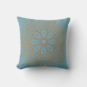 Coussin "Golden Mandala on Air Force Blue"
