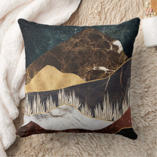 Coussin Golden Marble Mountain Under Stark Sky