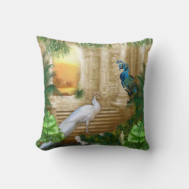Coussin Golden Peacock Temple Dreams (Recto)