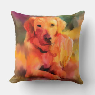Coussin Golden Retriever Chien Aquarelle Art