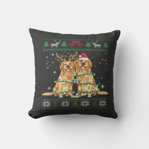 Coussin Golden retriever Chien de Noël laid Drôle de Noël