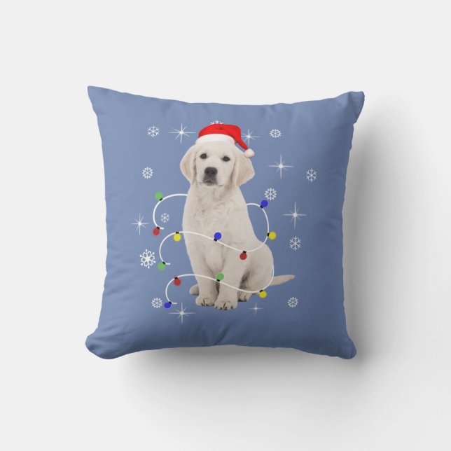Coussin Golden Retriever Chien de vacances Noël (Recto)