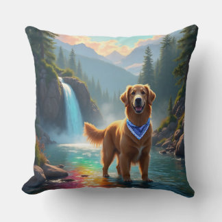 Coussin Golden Retriever dans un Imaginaire Rainbow River