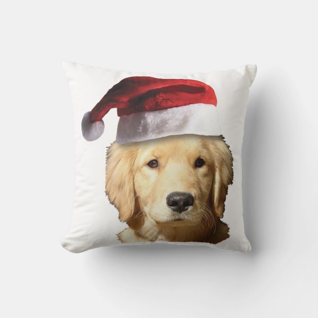 Coussin Golden Retriever de Noël (Recto)