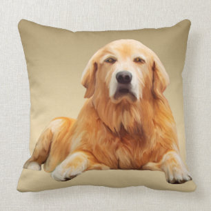 Coussin Golden Retriever Dog Water Couleur Art Peinture