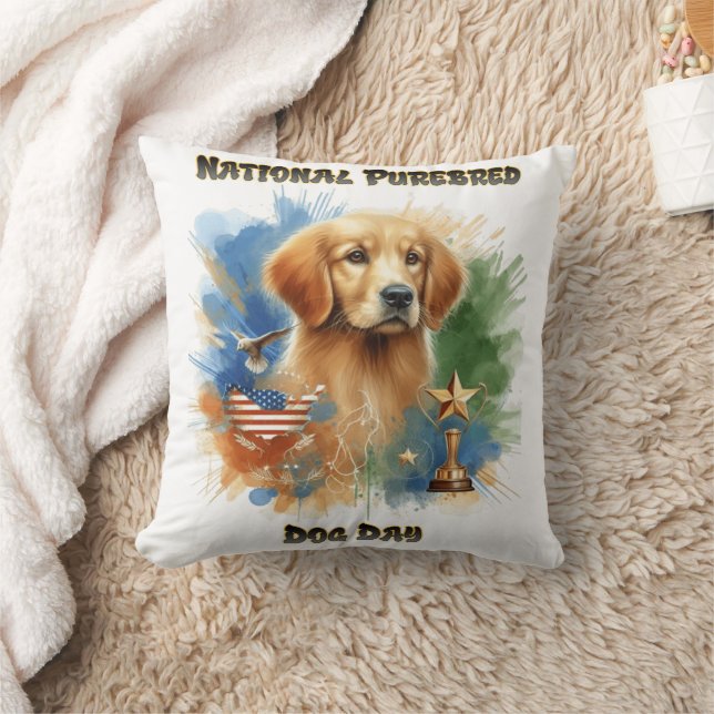 Coussin Golden Retriever honore la Journée des chiens de r (Couverture)