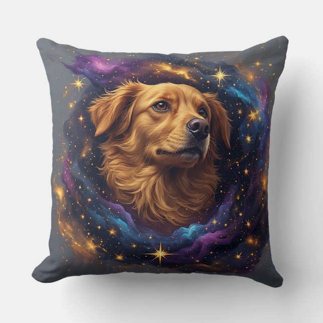 Coussin Golden Retriever par Whimsical Cosmos (Recto)
