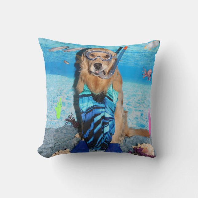 Coussin Golden retriever Snorkeler (Recto)
