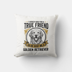 Coussin Golden Retriever Vrai Ami Vintage Amateur de Chien
