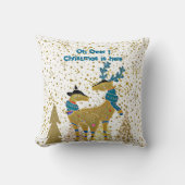 Coussin Golden Shine Noël Arbres Reindeer Couple Baby (Recto)