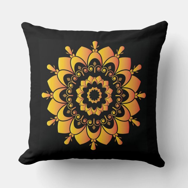 Coussin Golden Unique Mandala Design (Recto)