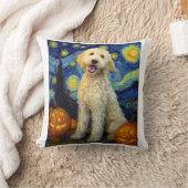 Coussin Goldendoodle Chien Mignon Halloween Jack O Lantern (Couverture)