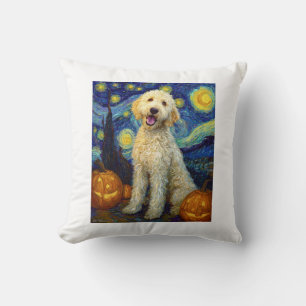 Coussin Goldendoodle Chien Mignon Halloween Jack O Lantern