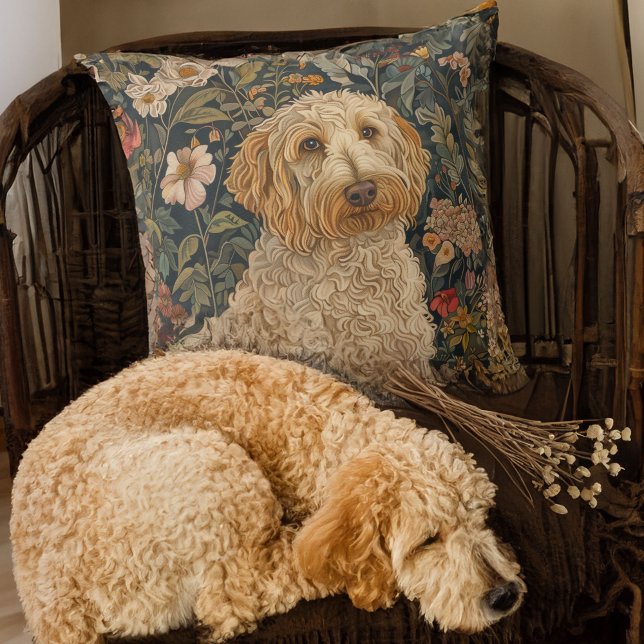 Coussin Goldendoodle Garden Tapestry Anniversaire (Créateur téléchargé)