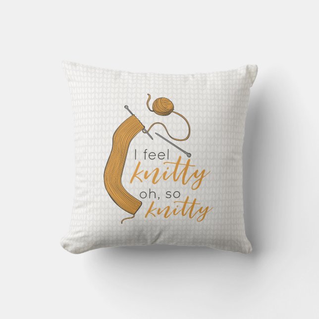 Coussin Goldenrod Jaune Je Me Sens Knitty, Oh So Knitty (Recto)