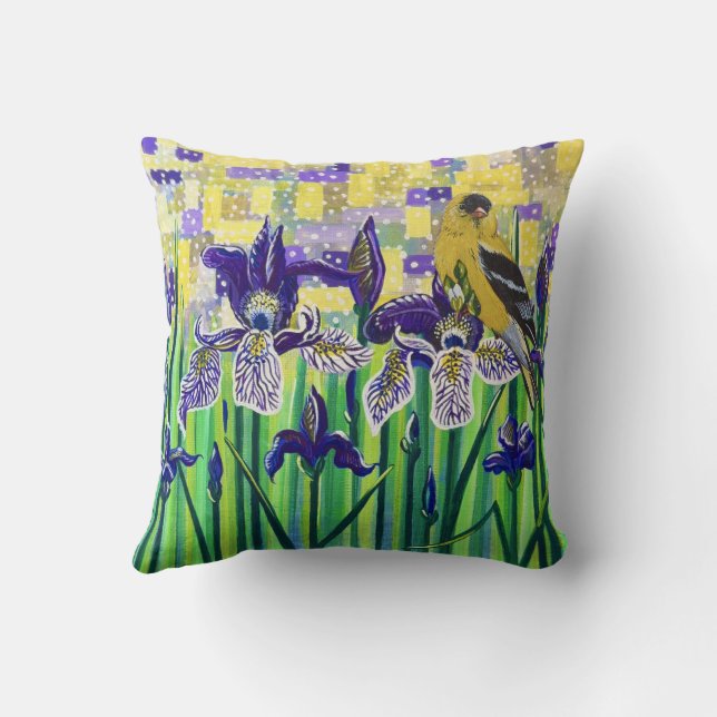 Coussin Goldfinch and Irises  (Verso)