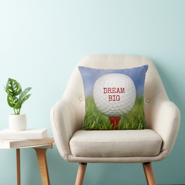 Coussin Golf Ball On Red Tee with Quote (Chaise)