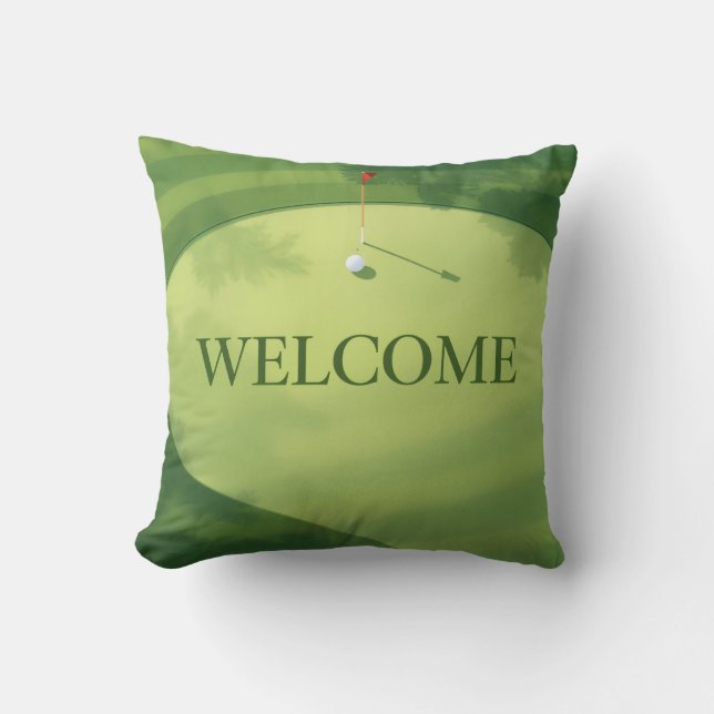 Coussin Golf Bienvenue sur gazon vert (Recto)