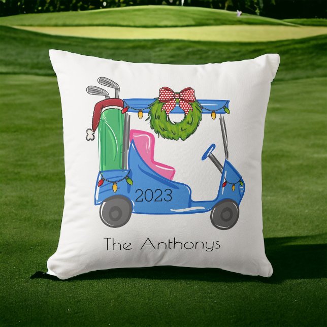 Coussin Golf Christmas Blue Golf Panier Personnalisé Prepp (Créateur téléchargé)