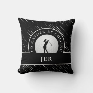 Coussin Golf Golfeur personnalisé Monogramme Silhouette No