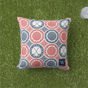 Coussin Golf Prépa Damassé - Balles & Clubs en Marine et R